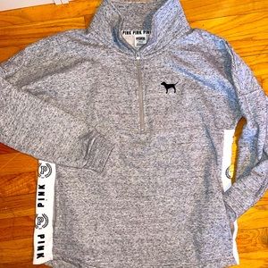 Pink by Victorias Secret heather gray 1/4 zip sweater w(pockets Medium